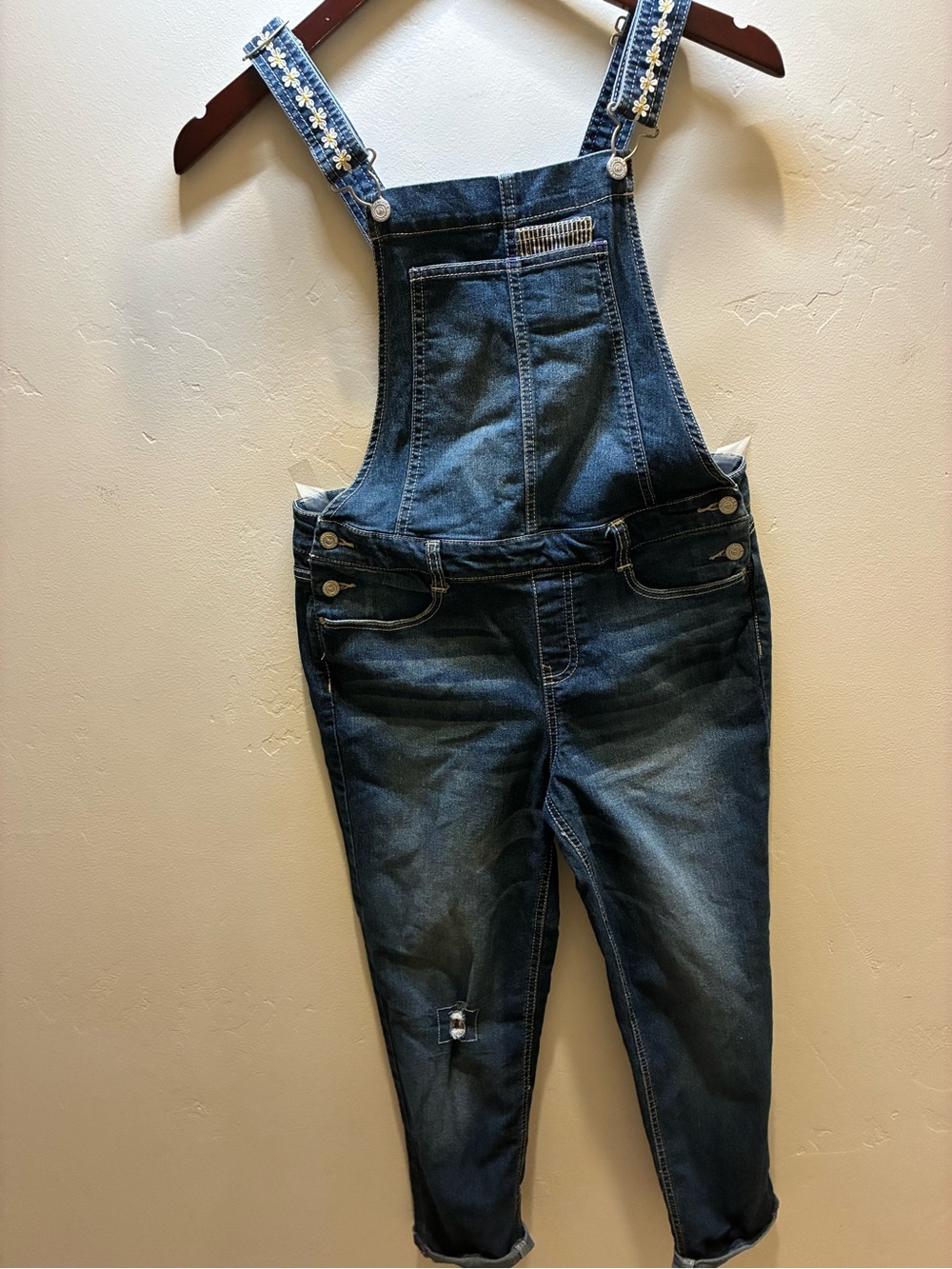 L.E.I. Denim Overalls Jeans - Dark Blue girls Dungarees size 12/14